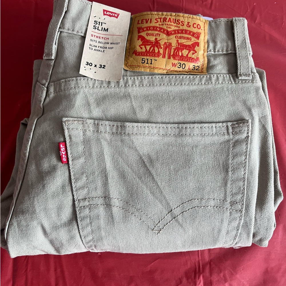 Levi’s 511 Slim Fit Stretch Jeans 30x32 Tan Khaki Denim Pants NWT